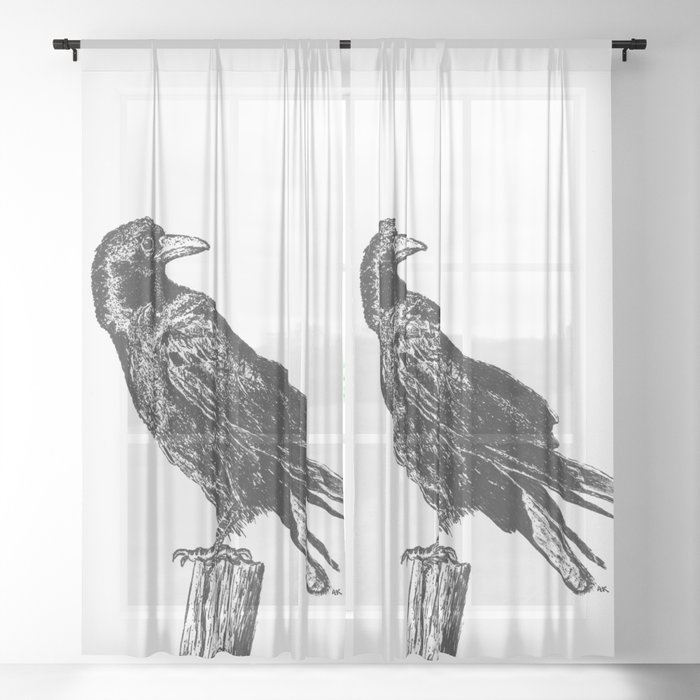 Perched Crow Sheer Curtain