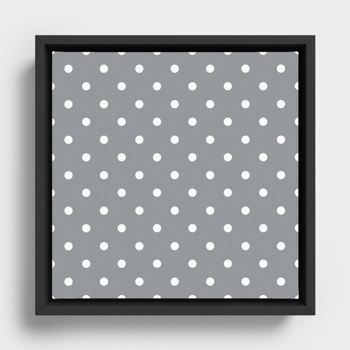 Steely Gray - polka 6 Framed Canvas
