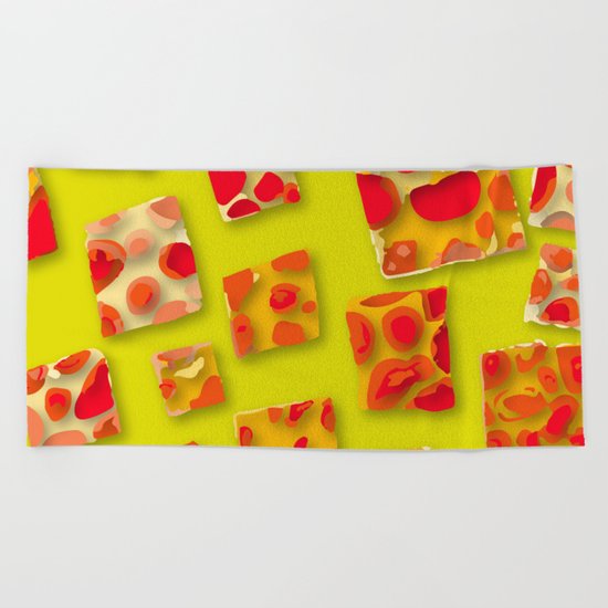 red spotted rectangles Beach Towel