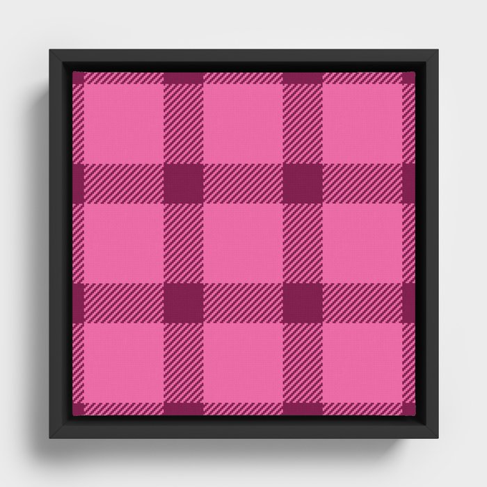 Valentine's retro tartan simple check burgundy pink Framed Canvas