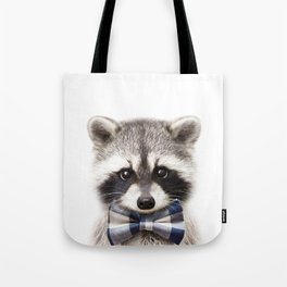 Baby Raccoon With Blue Bowtie, Baby Boy, Nursery, Baby Animals Art Print by Synplus Tote Bag
