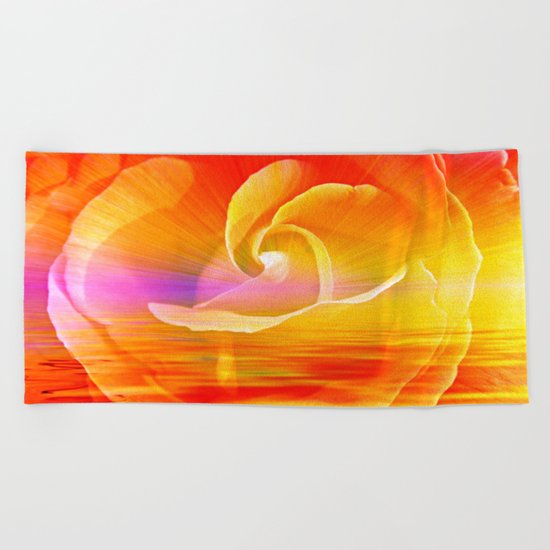 Sunset Rose Abstract Beach Towel
