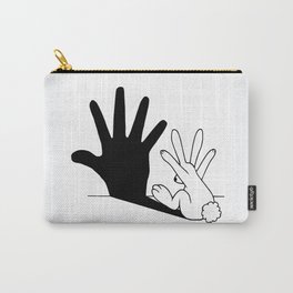 Rabbit Hand Shadow Carry-All Pouch | Drawing, Funny, Handshadow, Black and White, Curated, Rabbit, Digital, Bunny, Other, Animal 