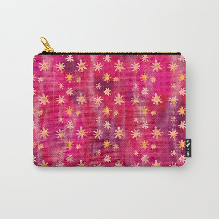 Floral/Space Abstract Watercolor | Vintage (Ruby Red) Carry-All Pouch