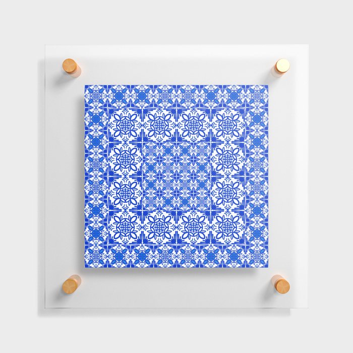 Cheerful Retro Modern Delft Blue Kitchen Tile Mixed Pattern  Floating Acrylic Print