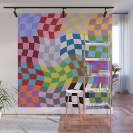 colorful wavy checkerboard Wall Mural