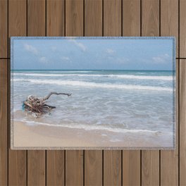 Sri Lanka driftwood Ocean Beach Waves Travel Photography Outdoor Rug