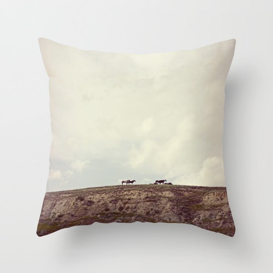 wild horses Throw Pillow