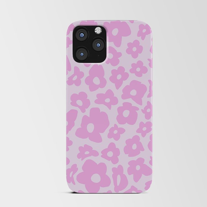Pink Retro Swirl Flower Pattern iPhone Card Case