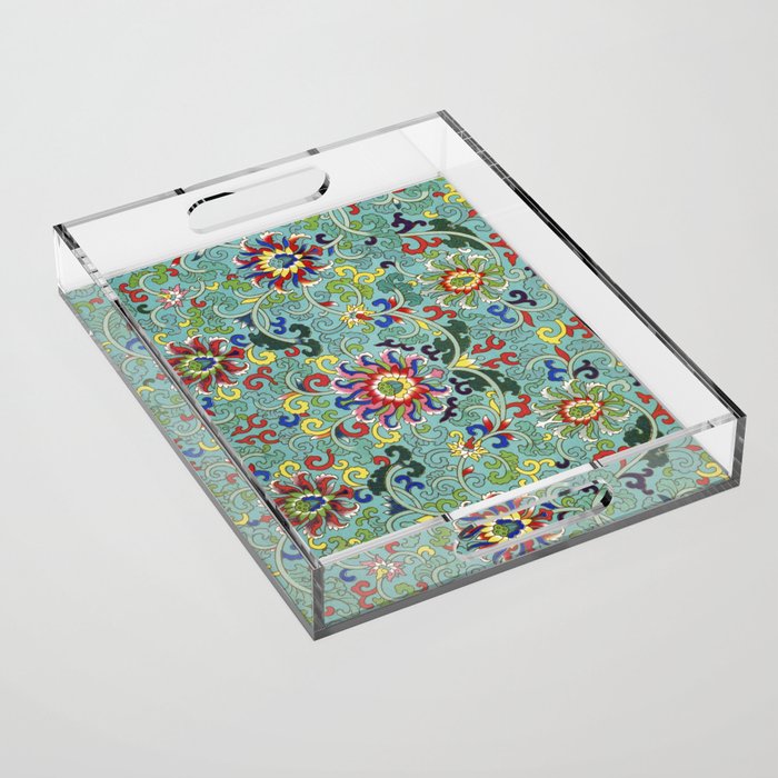 Chinese Floral Pattern 17 Acrylic Tray