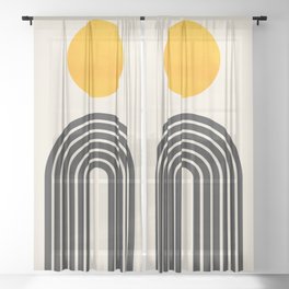 Gold Sun I: Mid-Century Modern Edition Sheer Curtain