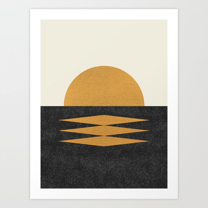 Sunset Geometric Midcentury style Art Print by moonlightprint | Society6