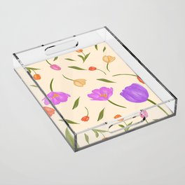 Aquarel tulips pattern floral graphic Acrylic Tray
