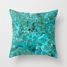 Marble Turquoise Blue Gold Throw Pillow