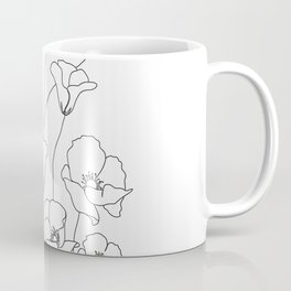 Poppy Flowers Line Art Coffee Mug | Trendy, Drawing, Modern, Ilustration, Art, Floral, Walldecor, Flower, Botanical, Line 
