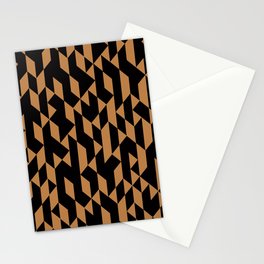 Abstract Geometric Pattern in Mustard and Black Stationery Card