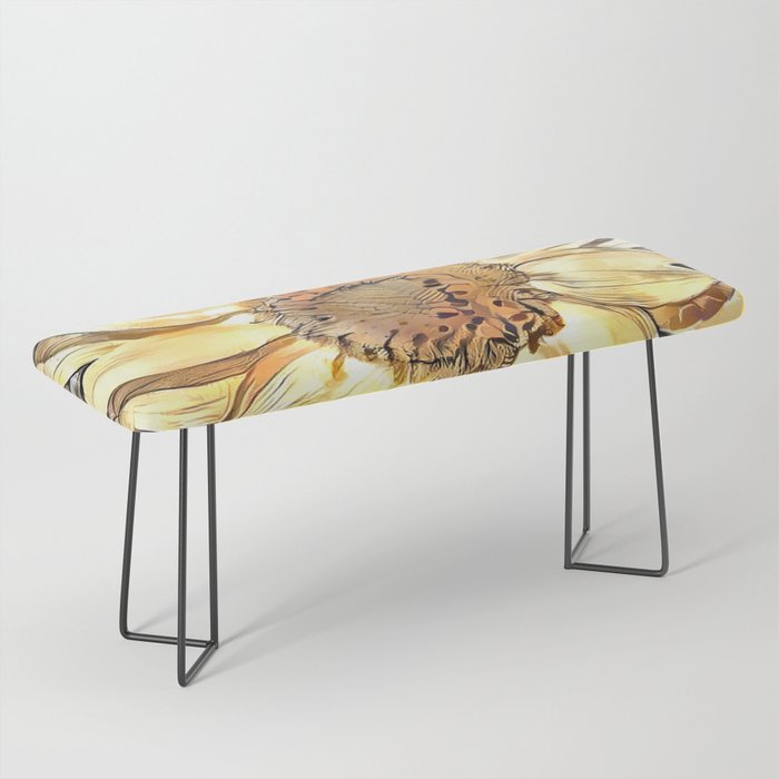 Watercolor Glossy Sunflower Elegant Collection Bench