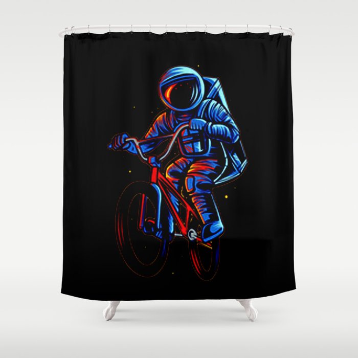 Dirt Bike Astronaut Shower Curtain