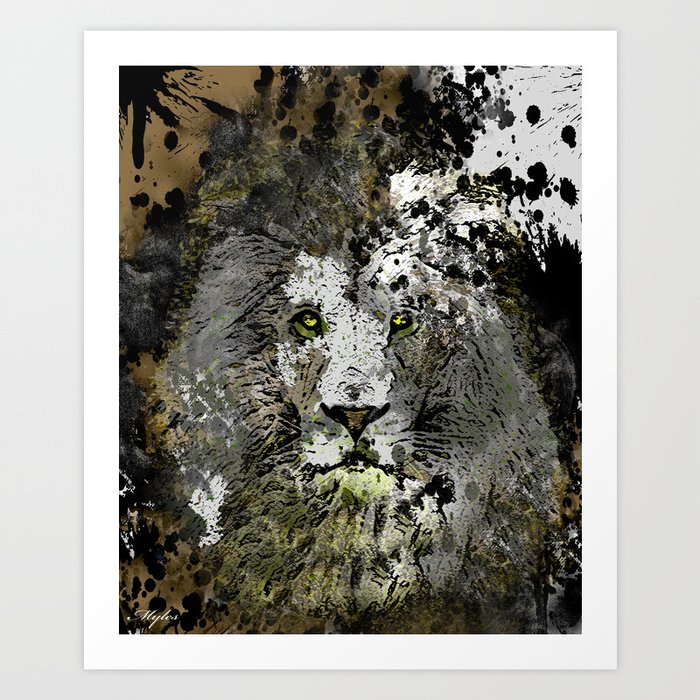 Lion King Of Beasts Abstract Portrait Art Print By Saundramyles