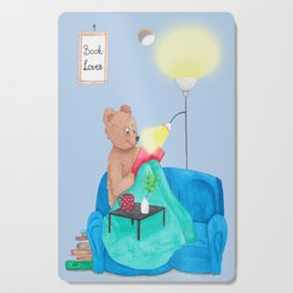 Book Lover Bear - Whimsical Watercolour Illustration Cutting Board