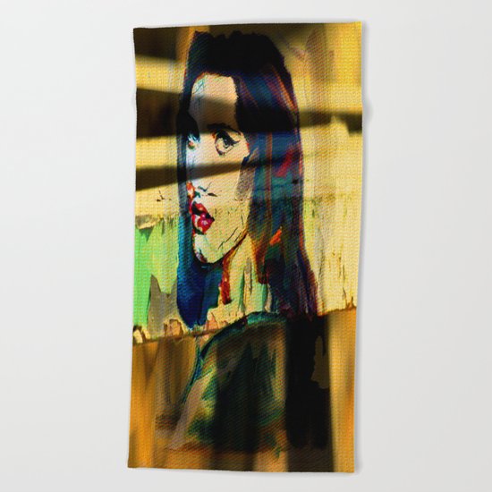 Painted Persephone On Rust Beach Towel
