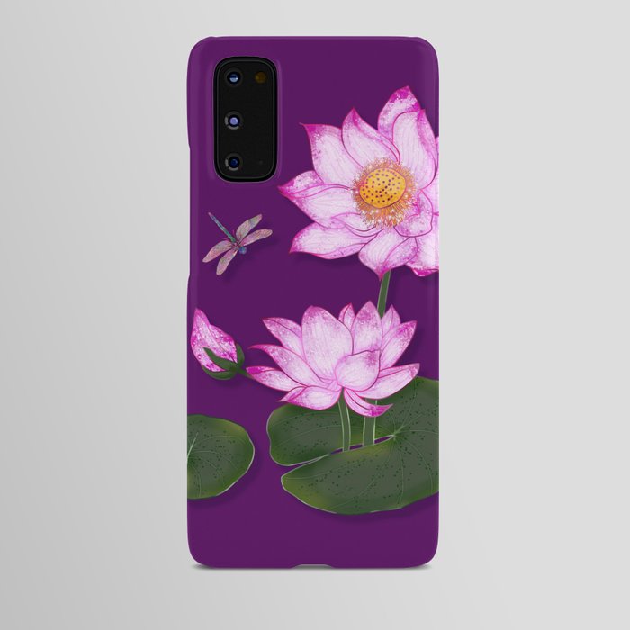 Lotus flowers with dragonflies Android Case