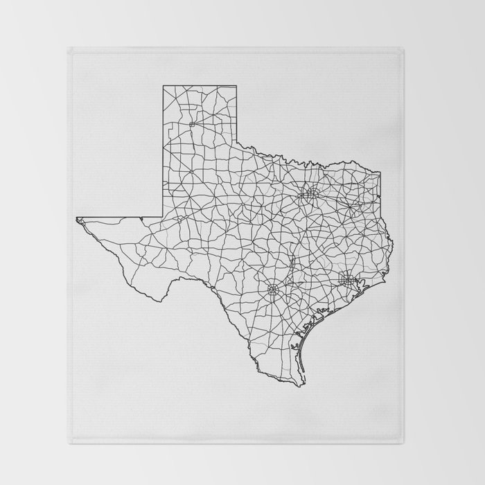 Texas White Map Throw Blanket by multipliCITY Society6