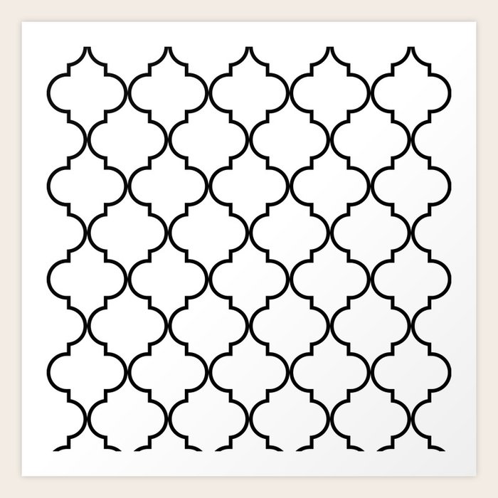 Quatrefoil black on white Art Print by PeppermintCreek Society6