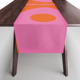 Mid-Century Modern Piquet Minimalist Abstract in Hot Pink and Retro Red Orange Table Runner