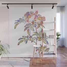 Floral Shining Rosa Lucida Mosaic on White Wall Mural