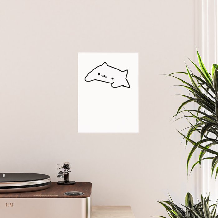  White Meme Bongo Cat 6 inch Vinyl Decal - Indoor and Outdoor  use!