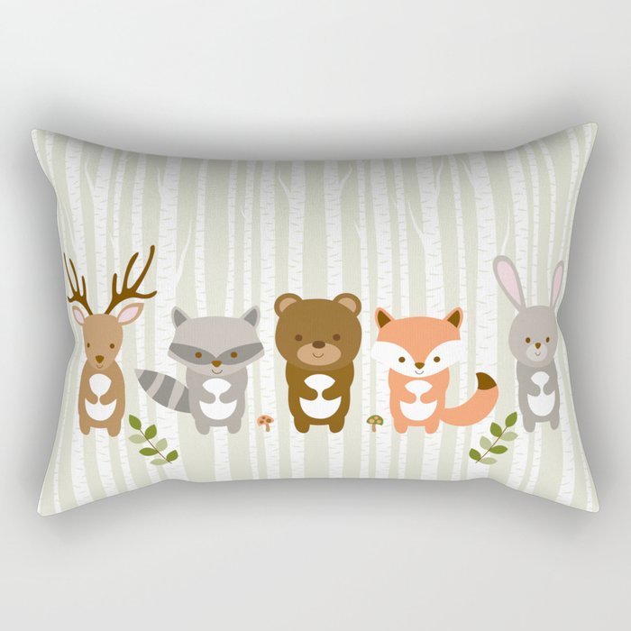 Cute Woodland Forest Animals Rectangular Pillow
