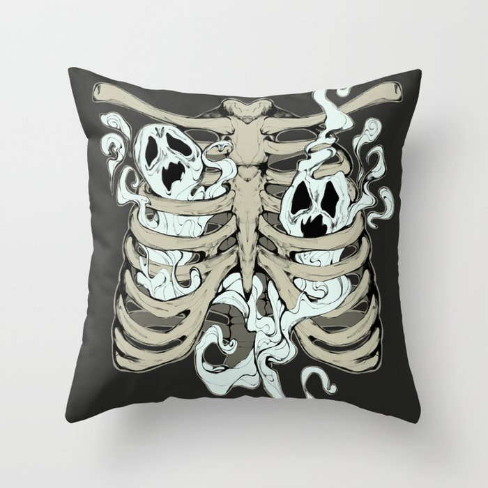 Ribcage Ghosts Throw Pillow