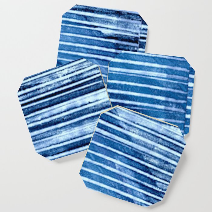 Modern Pinstripe 1 - Blazing Blue Coaster