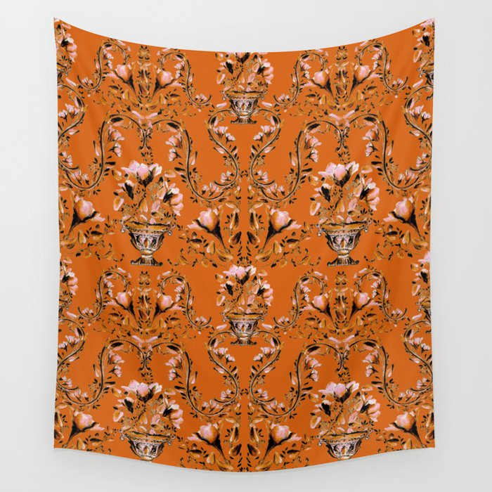 Flowers, cup and orange 2 Wall Tapestry