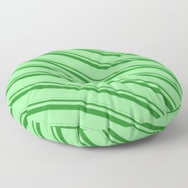 [ Thumbnail: Forest Green & Green Colored Lined/Striped Pattern Floor Pillow ]