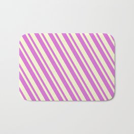 [ Thumbnail: Orchid and Light Yellow Colored Lines/Stripes Pattern Bath Mat ]