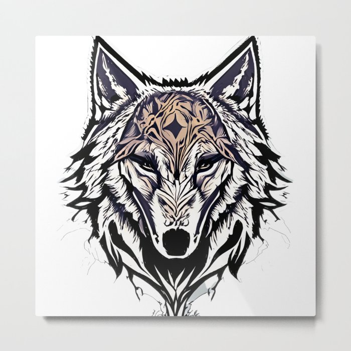 Tribal Wolf Metal Print
