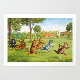 Egg and Spoon Race by Louis Wain Art Print