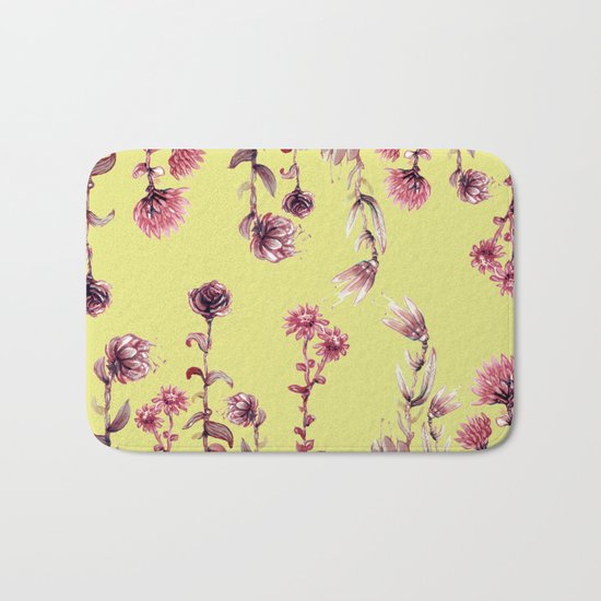 pink water color Garden Bath Mat