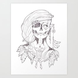 Skull Lady Art Print