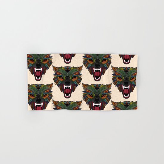 wolf fight flight ecru Hand & Bath Towel
