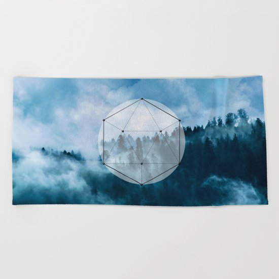 Wander into the wild blue mountains Beach Towel