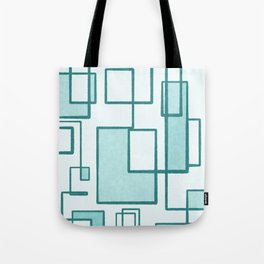 Piet Composition in Light Teal Blue - Mid-Century Modern Minimalist Geometric Abstract Tote Bag