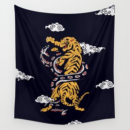 Tiger vs Snake Wall Tapestry