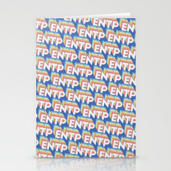 ENTP Trendy Rainbow Text Pattern (Blue) Stationery Cards