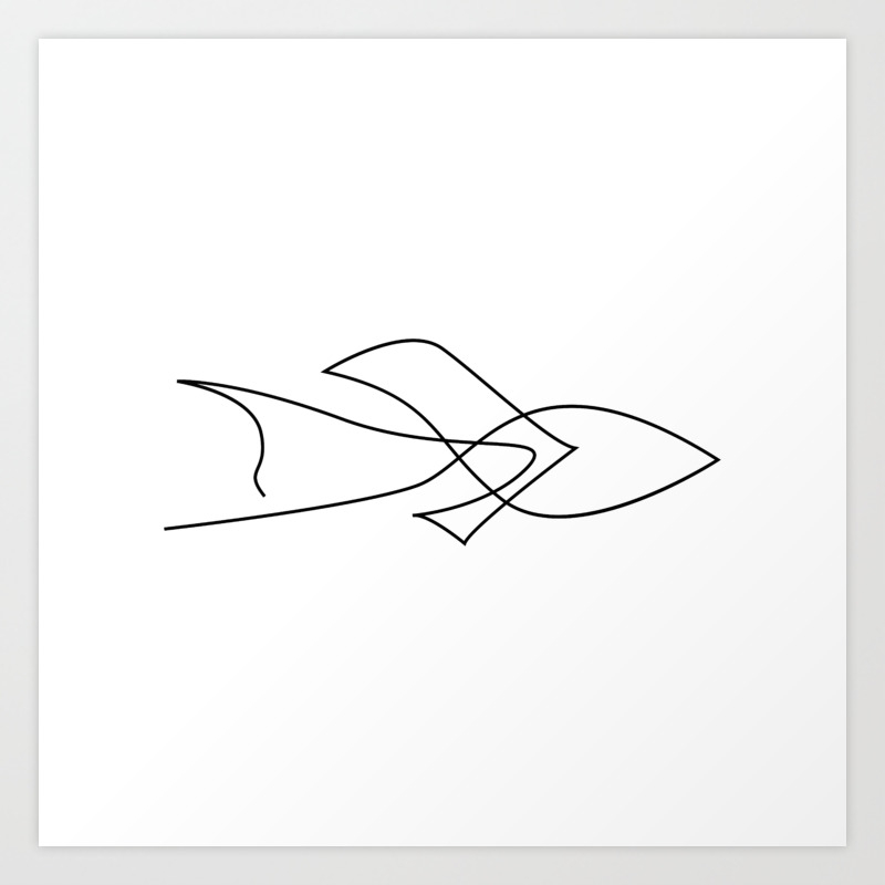 Sea Arrow One Line Fish Art Print By Dronathan Society6
