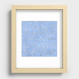 Blue Glam Leopard Print 03 Recessed Framed Print