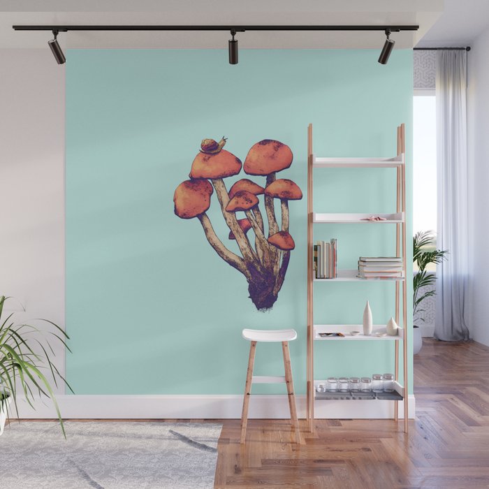 Mushrooms - Blue  Wall Mural