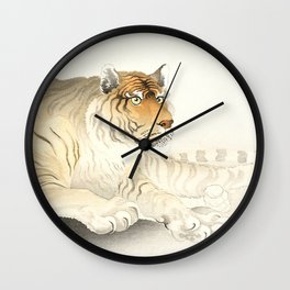 Resting Tiger - Vintage Japanese woodblock print Art Wall Clock
